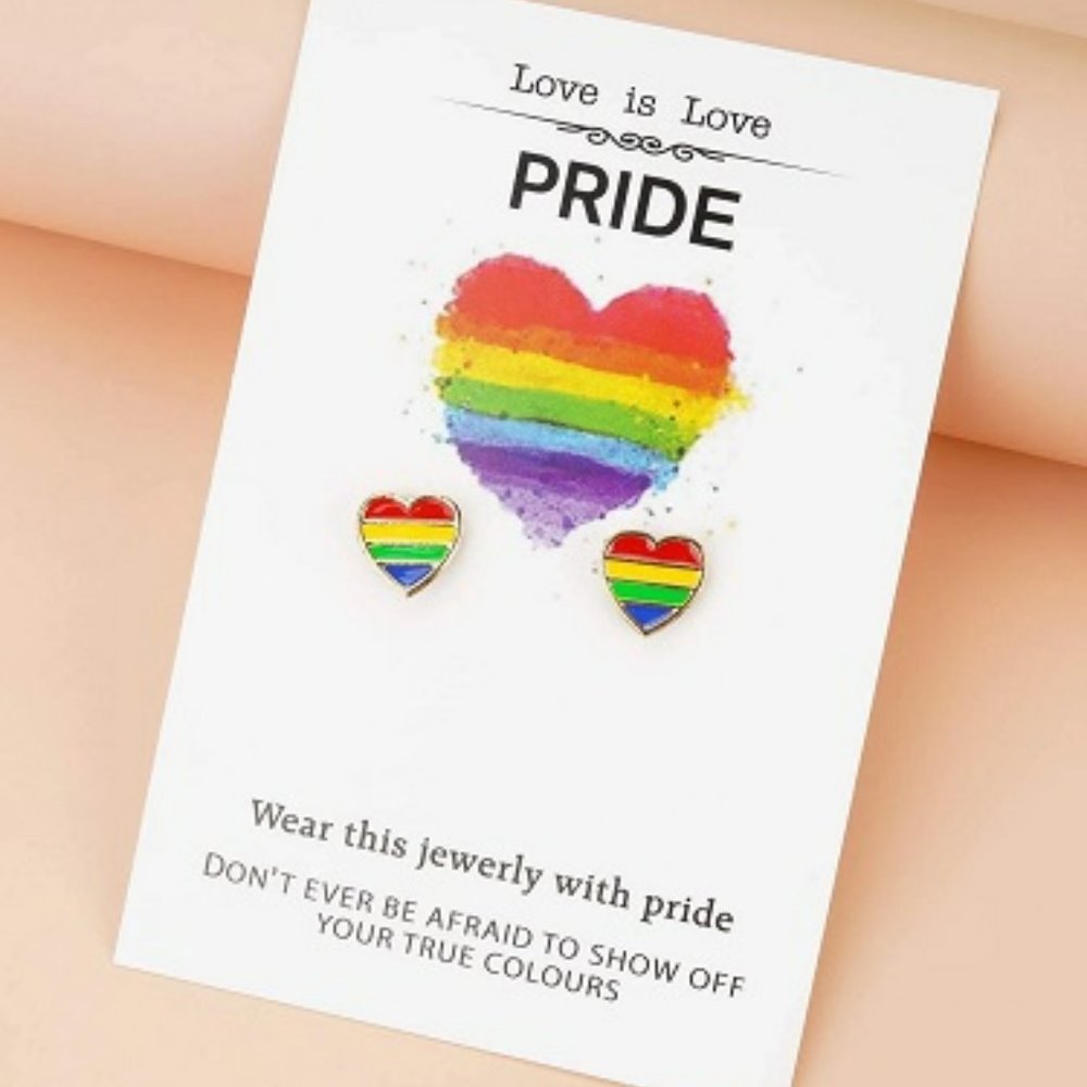 "Love is Love" PRIDE Rainbow Stud Earrings